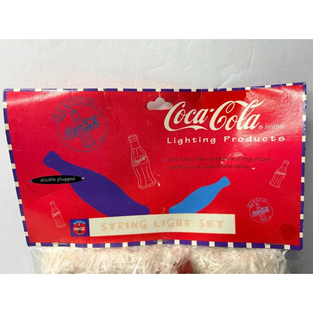 Vintage 1996 Coca-Cola String Light Set 14ft 10 Lights‎ Bottles Vending Machines
